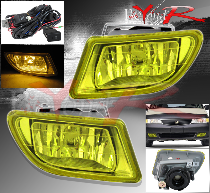 99 04 Honda Odyssey Jdm Yellow Lens Front Fog Lights Lamps